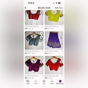 Bundle of 6 Handmade Indian Blouse Choli Top Embellished Sleeves